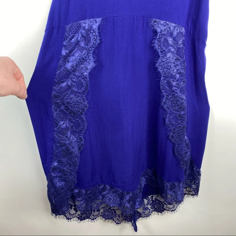 Intimately Free People Eyelash Sleeveless Floral Lace Boho Slip Dress Blue XS - Picture 9 of 9